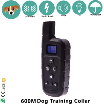Šunų Mokymo Apykaklės 600m Įkrovimo ir IPX7 atsparus Vandeniui Tonas/Vibracijos/Shock E-antkaklis Su Nuotolinio