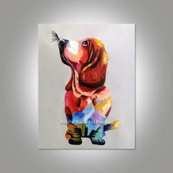 Šuo tapyba Ant Drobės, Sienos menas Nuotraukas Kambarį namų dekoro Pop art šuo šiuolaikinio abstraktaus rankomis dažyti gyvūnų sienos decor01