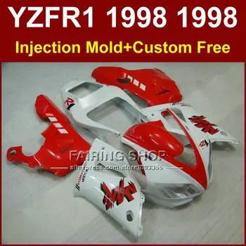 Švarus baltas raudonas purvasargiai komplektas YAMAHA YZF R1 YZF1000 98 99 lauktuvės dalys R1 1998 1999 YZF R1 +7Gifts bodyworks