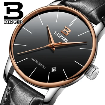 Šveicarija BINGER laikrodžiai vyrams prabangos prekės Relogio Masculino vandeniui atsparaus Nerūdijančio plieno Mechaninė Laikrodžius B-5005M-12