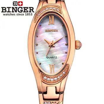 Šveicarija Binger Moterų laikrodžiai mados prabangus laikrodis kvarcinis safyras visą nerūdijančio plieno Laikrodžius B-3022L-4