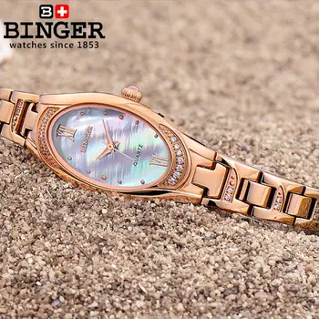 Šveicarija Binger Moterų laikrodžiai mados prabangus laikrodis kvarcinis safyras visą nerūdijančio plieno Laikrodžius B-3022L-4