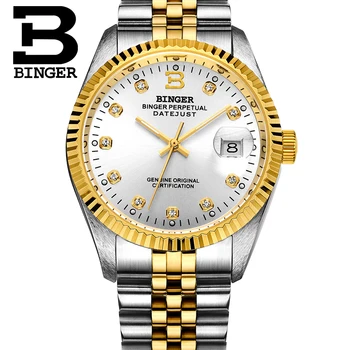 Šveicarija BINGER Žiūrėti Vyrų Mechaninė Automatinė Vyrai laikrodžiai Prabangos Prekės ženklo Laikrodį Sapphire atsparus vandeniui reloj hombre 373-7