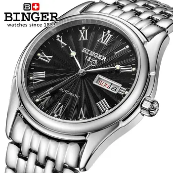 Šveicarija, laikrodžių vyrams prabangos prekės ženklo Laikrodžius BINGER šviesos Automatinis savaiminis vėjo pilna nerūdijančio plieno, atsparus Vandeniui B106-2