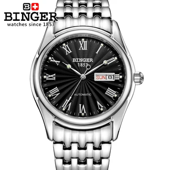 Šveicarija, laikrodžių vyrams prabangos prekės ženklo Laikrodžius BINGER šviesos Automatinis savaiminis vėjo pilna nerūdijančio plieno, atsparus Vandeniui B106-2