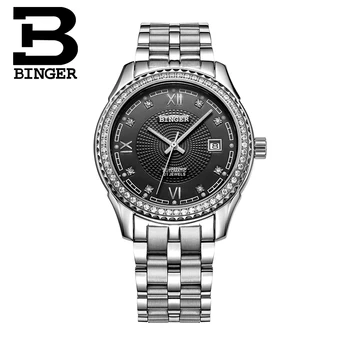 Šveicarijos vyrų žiūrėti prabangos prekės ženklo Laikrodžius BINGER diamond Automatinė savarankiškai vėjo pilna nerūdijančio plieno, atsparus Vandeniui B1112B-2