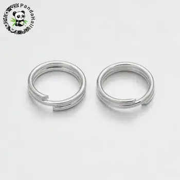 Žalvario Dvigubos Kilpos Split Žiedai, Sidabro spalvos, 6 mm, Skylė: 1mm; apie 5mm vidinis skersmuo; apie 4800pcs/500g