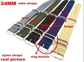Žiedas sagtis - Didmeninė 10VNT/daug Aukštos kokybės 24MM Nailono Žiūrėti juosta NATO vandeniui žiūrėti dirželis mados wach juosta - 5 spalvų
