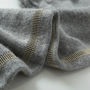 Žiemos Vilnonių ir Kašmyro Megztinių šiltas Kombinezonas duobute kokybės Aksomo Megztinis + Mink Kašmyro Kelnės Laisvalaikio Dviejų dalių wj1571