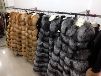 Žiemą Šilti Moteriški Originali Silver Fox Fur Ilgai Vest Dryžuotas Rankovių Natūralaus Lapės Kailio Liemenė