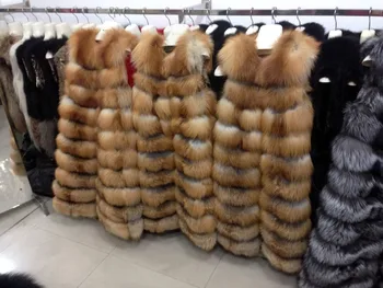 Žiemą Šilti Moteriški Originali Silver Fox Fur Ilgai Vest Dryžuotas Rankovių Natūralaus Lapės Kailio Liemenė