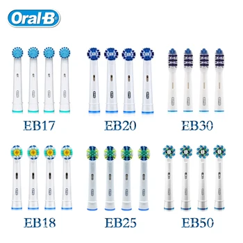 Žodžiu B Originali Keičiamų Teptuku Vadovai Precision Clean Sukimosi Elektros dantų šepetėlį 4 vadovai EB17/EB18/EB20/EB25/EB30/EB50/EB60